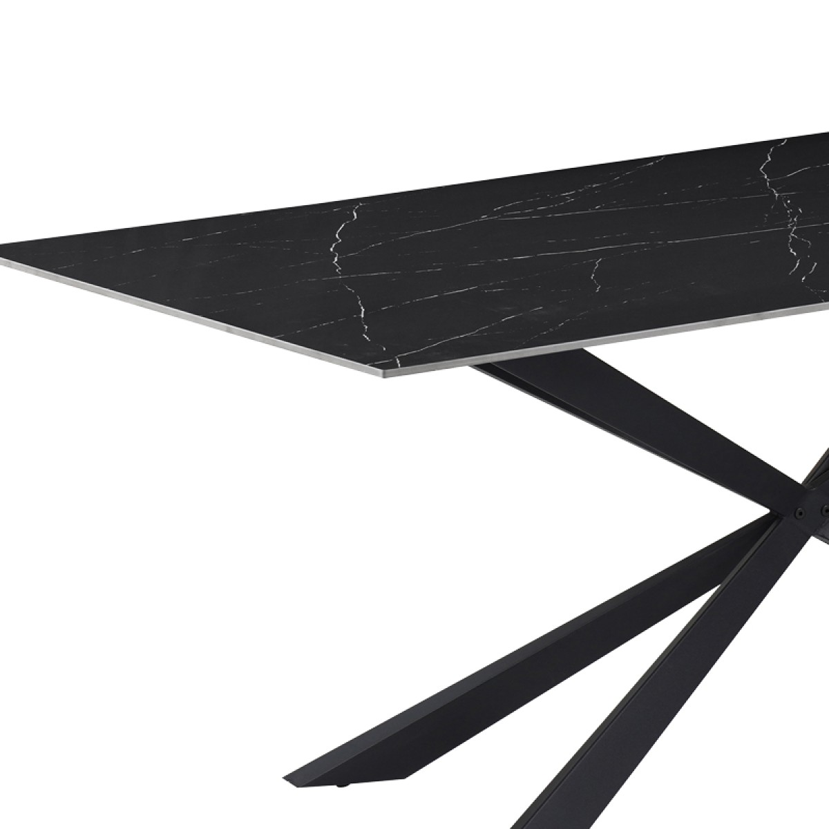 Τραπέζι Cozline Inart μαύρο μαρμάρου sintered stone-πόδι μαύρο μέταλλο 180x90x76εκ Τραπέζι Cozline Inart μαύρο μαρμάρου sintered stone-πόδι μαύρο μέταλλο 180x90x76εκ