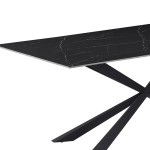Τραπέζι Cozline Inart μαύρο μαρμάρου sintered stone-πόδι μαύρο μέταλλο 180x90x76εκ Τραπέζι Cozline Inart μαύρο μαρμάρου sintered stone-πόδι μαύρο μέταλλο 180x90x76εκ