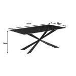 Τραπέζι Cozline Inart μαύρο μαρμάρου sintered stone-πόδι μαύρο μέταλλο 180x90x76εκ Τραπέζι Cozline Inart μαύρο μαρμάρου sintered stone-πόδι μαύρο μέταλλο 180x90x76εκ