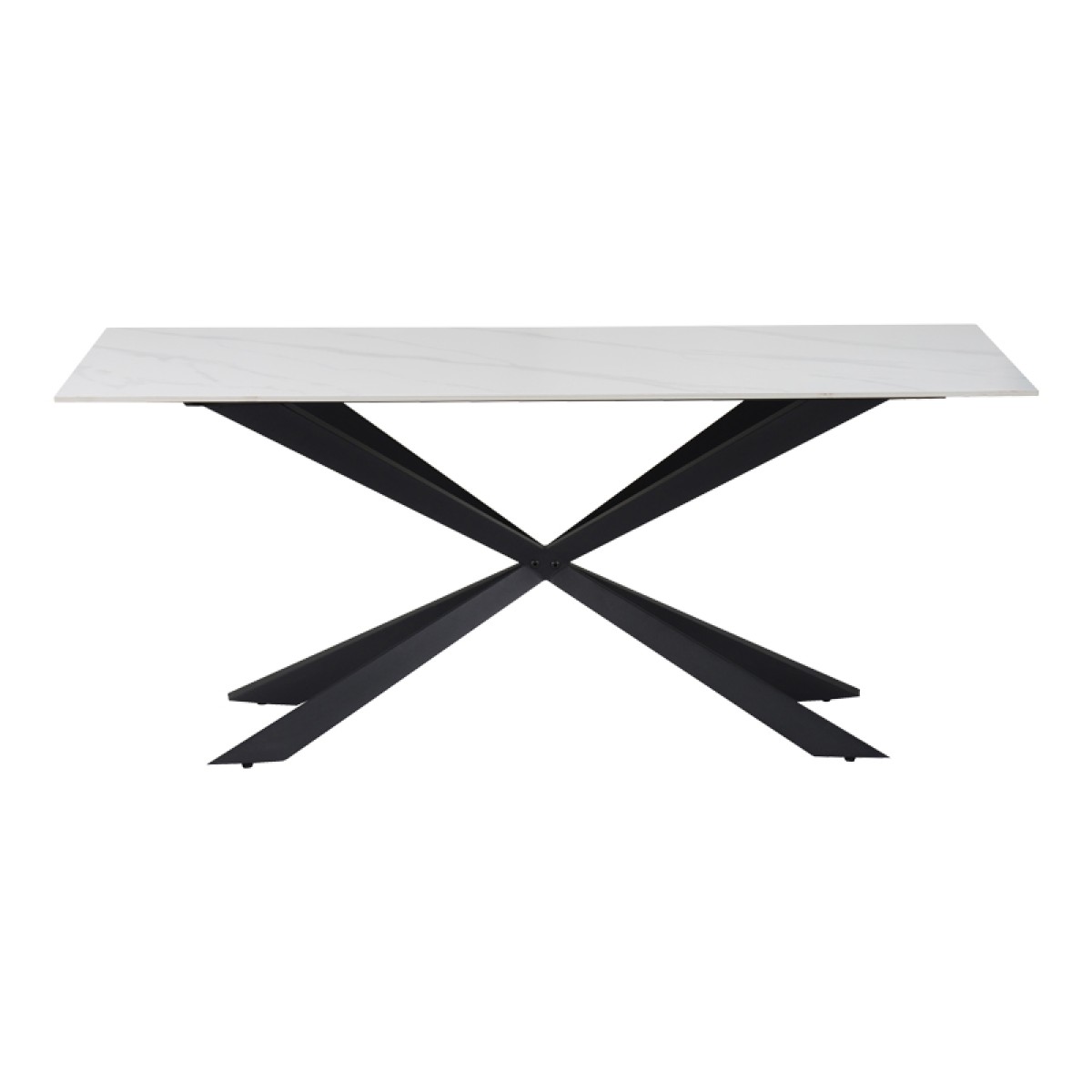 Τραπέζι Cozline Inart λευκό μαρμάρου sintered stone-πόδι μαύρο μέταλλο 180x90x76εκ Τραπέζι Cozline Inart λευκό μαρμάρου sintered stone-πόδι μαύρο μέταλλο 180x90x76εκ