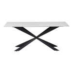 Τραπέζι Cozline Inart λευκό μαρμάρου sintered stone-πόδι μαύρο μέταλλο 180x90x76εκ Τραπέζι Cozline Inart λευκό μαρμάρου sintered stone-πόδι μαύρο μέταλλο 180x90x76εκ