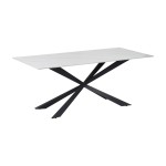 Τραπέζι Cozline Inart λευκό μαρμάρου sintered stone-πόδι μαύρο μέταλλο 180x90x76εκ Τραπέζι Cozline Inart λευκό μαρμάρου sintered stone-πόδι μαύρο μέταλλο 180x90x76εκ