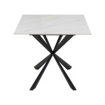 Τραπέζι Cozline Inart λευκό μαρμάρου sintered stone-πόδι μαύρο μέταλλο 180x90x76εκ Τραπέζι Cozline Inart λευκό μαρμάρου sintered stone-πόδι μαύρο μέταλλο 180x90x76εκ