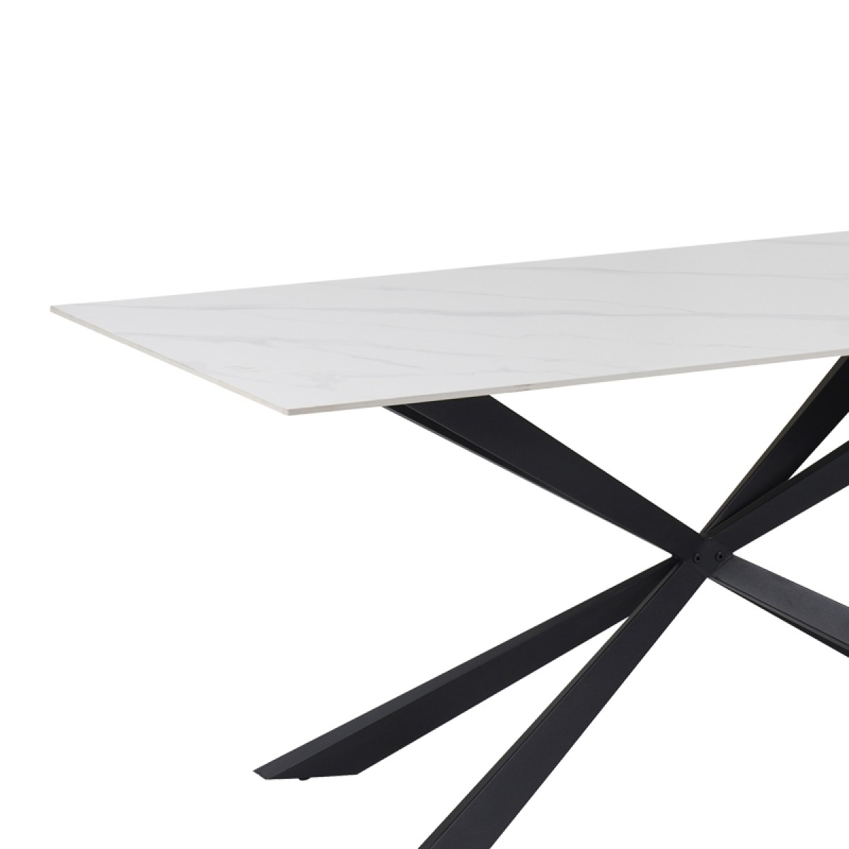 Τραπέζι Cozline Inart λευκό μαρμάρου sintered stone-πόδι μαύρο μέταλλο 180x90x76εκ Τραπέζι Cozline Inart λευκό μαρμάρου sintered stone-πόδι μαύρο μέταλλο 180x90x76εκ
