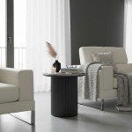 Βοηθητικό τραπέζι Dovel pakoworld mdf σε μαύρη απόχρωση Φ50x45εκ