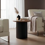 Βοηθητικό τραπέζι Dovel pakoworld mdf σε καρυδί-μαύρη απόχρωση Φ50x45εκ