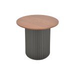 Βοηθητικό τραπέζι Dovel pakoworld mdf σε καρυδί-μαύρη απόχρωση Φ50x45εκ