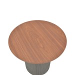 Βοηθητικό τραπέζι Dovel pakoworld mdf σε καρυδί-μαύρη απόχρωση Φ50x45εκ