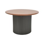Τραπέζι σαλονιού Dovel pakoworld mdf σε καρυδί-μαυρη απόχρωση Φ70x40εκ