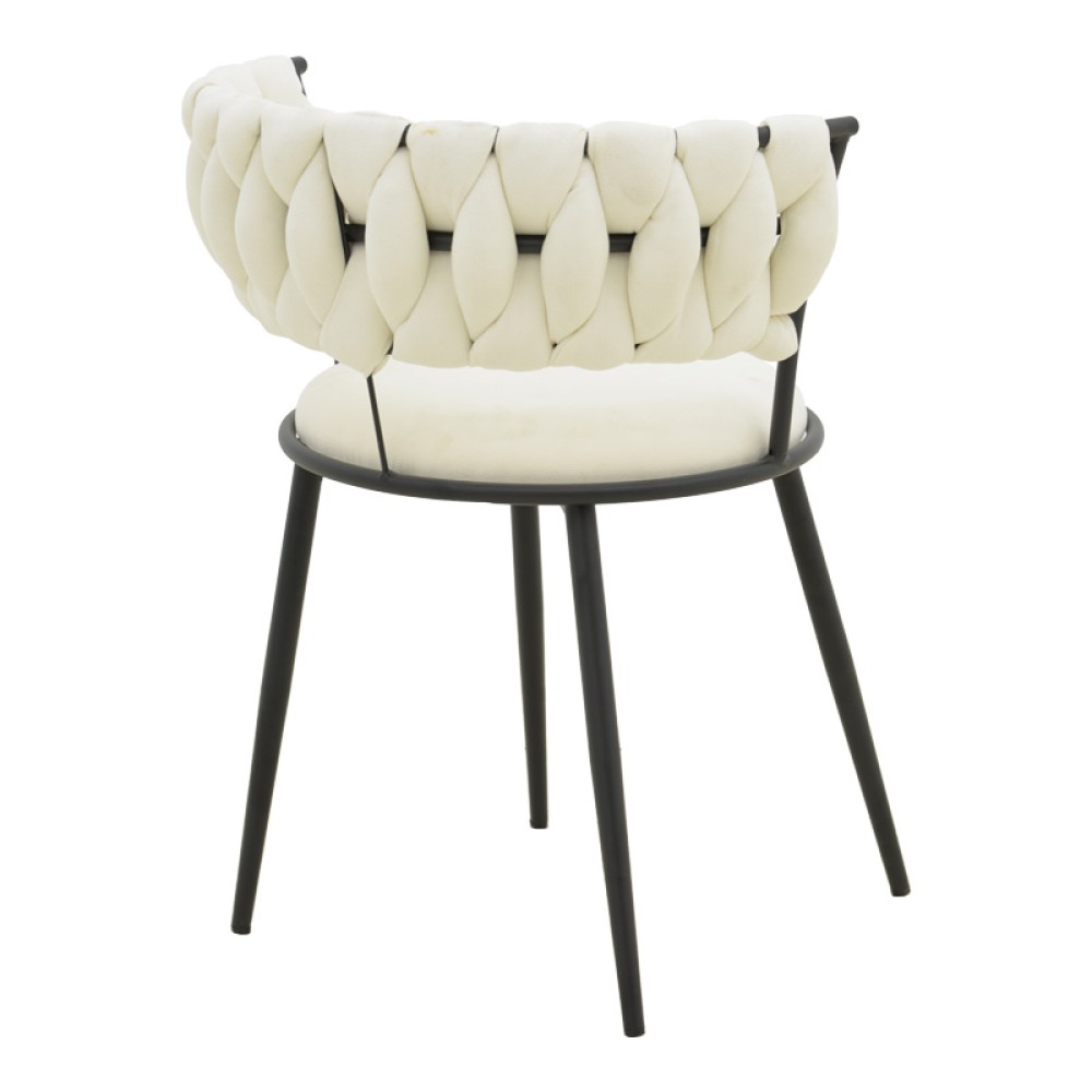 Πολυθρόνα Alkia I pakoworld ύφασμα σε εκρού απόχρωση- πόδι μαύρο μέταλλο 57x58.5x72εκ