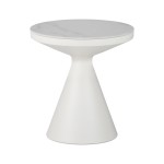 Βοηθητικό τραπέζι Coozlin Inart sintered stone σε απόχρωση λευκό μαρμάρου με λευκό μέταλλο Φ50x50εκ
