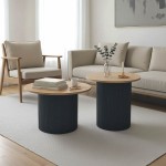Tραπέζια σαλονιού Dovel pakoworld mdf σετ 2τεμ. sonoma-μαύρο