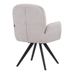 Πολυθρόνα περιστρεφόμενη Novo pakoworld ύφασμα λευκό μπουκλε-πόδια μαύρο μεταλλικό 65.5x60x90εκ