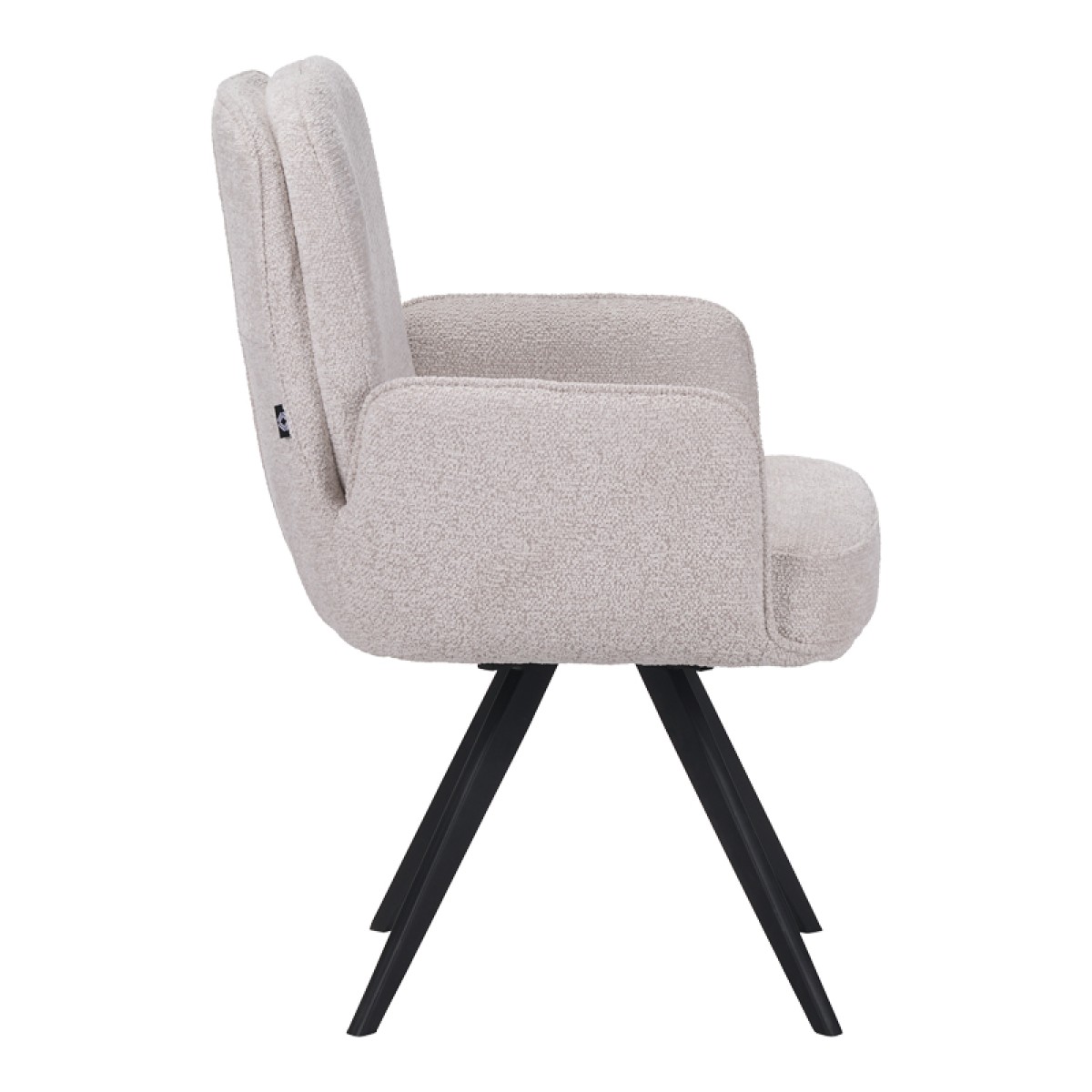 Πολυθρόνα περιστρεφόμενη Novo pakoworld ύφασμα λευκό μπουκλε-πόδια μαύρο μεταλλικό 65.5x60x90εκ