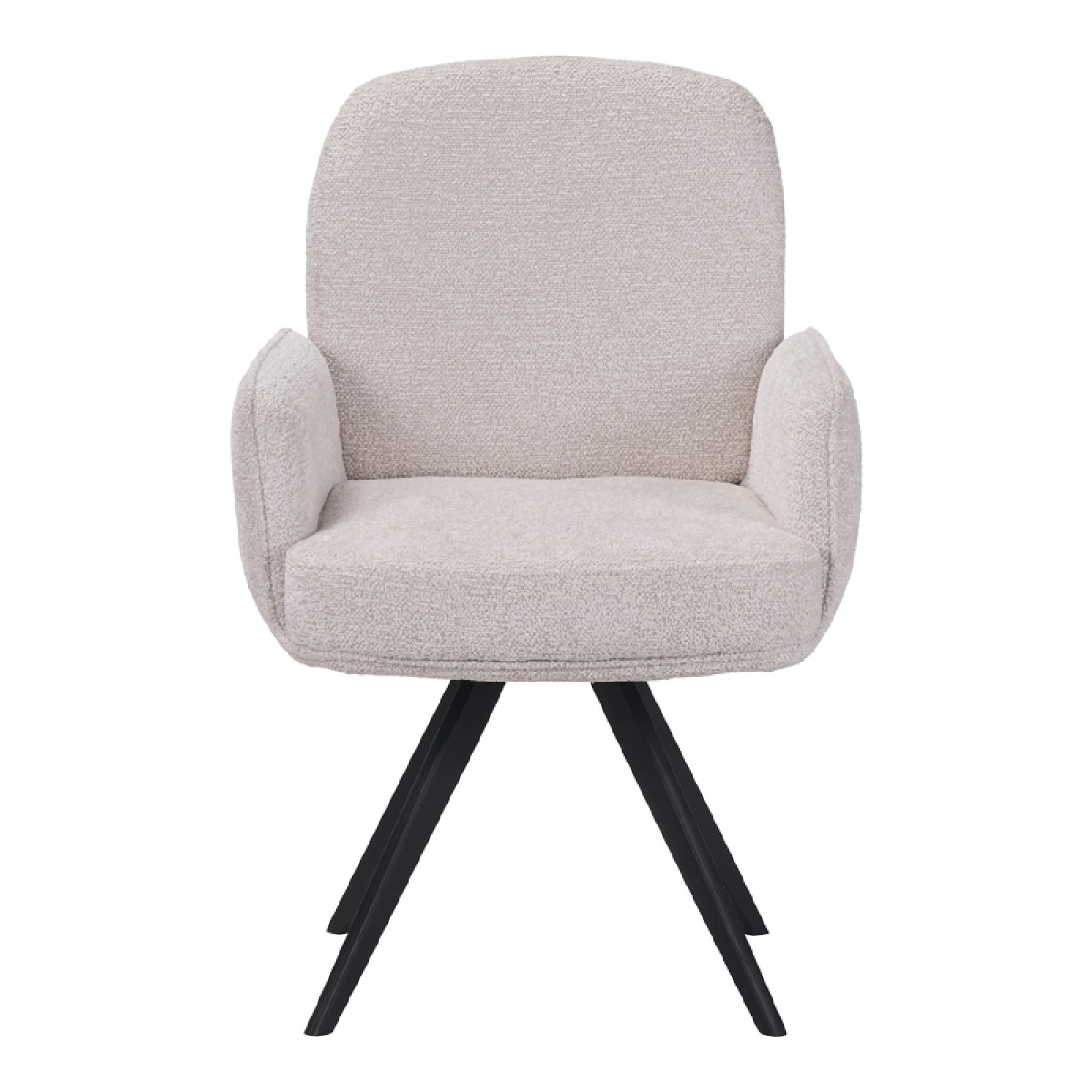 Πολυθρόνα περιστρεφόμενη Novo pakoworld ύφασμα λευκό μπουκλε-πόδια μαύρο μεταλλικό 65.5x60x90εκ