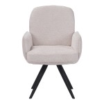 Πολυθρόνα περιστρεφόμενη Novo pakoworld ύφασμα λευκό μπουκλε-πόδια μαύρο μεταλλικό 65.5x60x90εκ