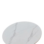 Tραπέζι Balou pakoworld sintered stone σε λευκή απόχρωση με όψη μαρμάρου-βάση λευκό μέταλλο Φ120x73εκ