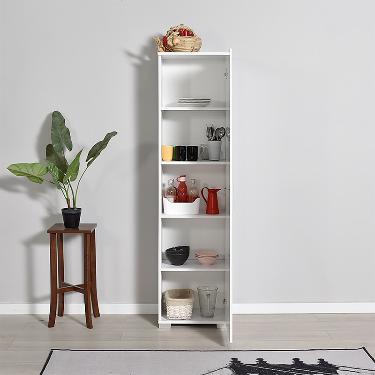 Ντουλάπι-στήλη Chad1 pakoworld λευκό gloss 45x32x169εκ Ντουλάπι-στήλη Chad1 pakoworld λευκό gloss 45x32x169εκ