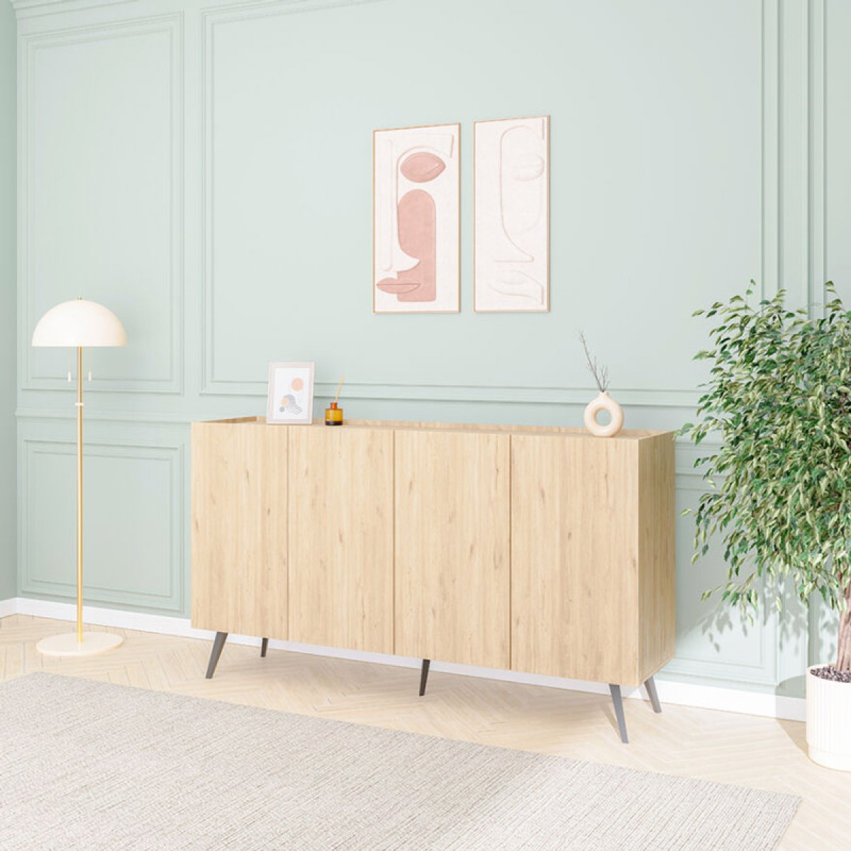 Μπουφές Kudro pakoworld σε oak απόχρωση 180x43x100εκ Μπουφές Kudro pakoworld σε oak απόχρωση 180x43x100εκ