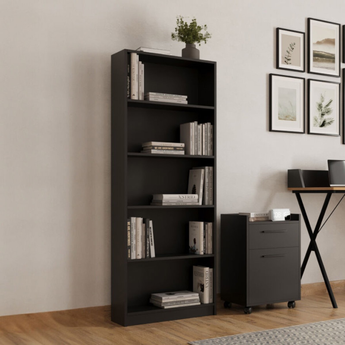 Βιβλιοθήκη Max pakoworld σε ανθρακί απόχρωση 58x23x170εκ Βιβλιοθήκη Max pakoworld σε ανθρακί απόχρωση 58x23x170εκ