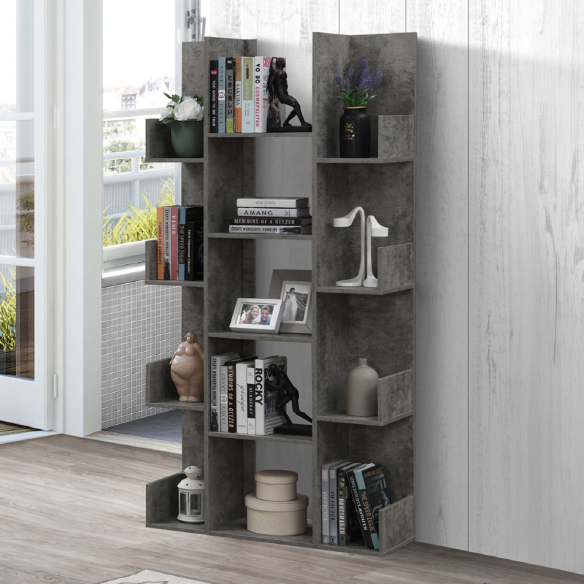 Βιβλιοθήκη Charles pakoworld μελαμίνης γκρι oak 90x31x182.5εκ Βιβλιοθήκη Charles pakoworld μελαμίνης γκρι oak 90x31x182.5εκ