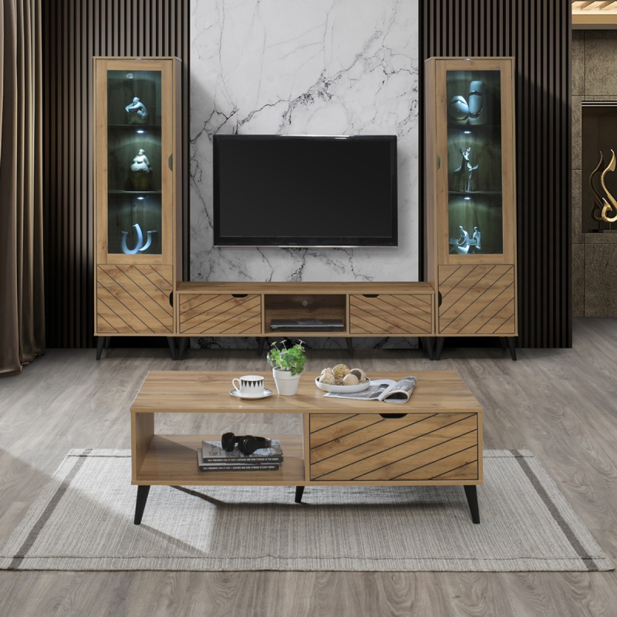 Έπιπλο τηλεόρασης Thelma pakoworld sonoma μελαμίνης 150x40x41.6εκ Έπιπλο τηλεόρασης Thelma pakoworld sonoma μελαμίνης 150x40x41.6εκ