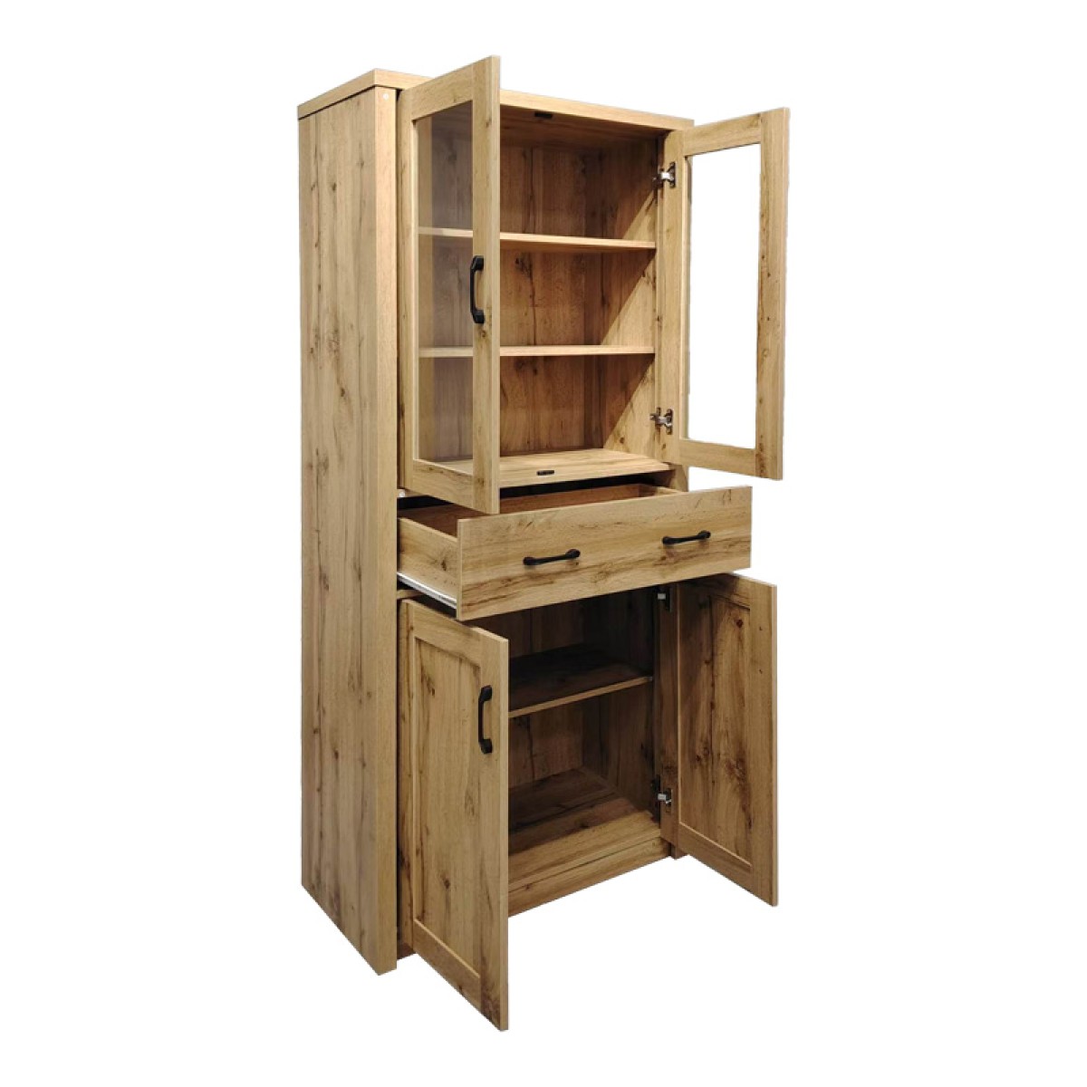 Βιτρίνα-ντουλάπα Nisso pakoworld σε oak απόχρωση 80x40x183.5εκ