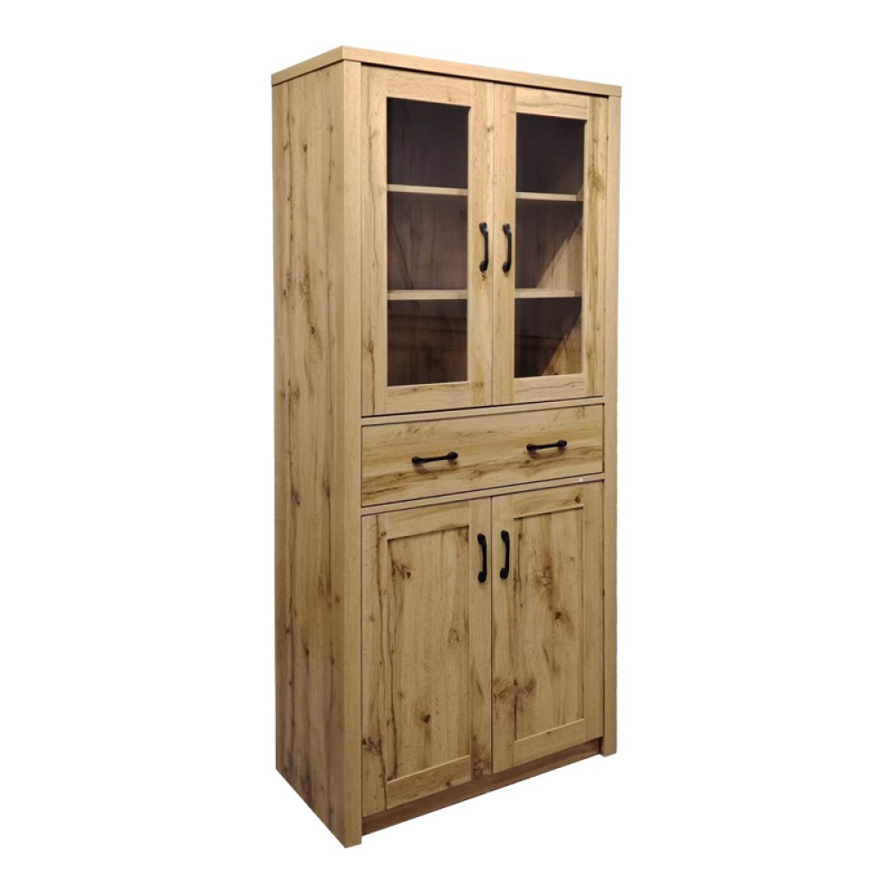 Βιτρίνα-ντουλάπα Nisso pakoworld σε oak απόχρωση 80x40x183.5εκ