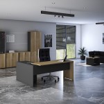 Γραφείο εργασίας επαγγελματικό Lotus pakoworld αναστρέψιμο σε φυσικό-ανθρακί 180x160x75εκ