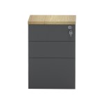 Συρταριέρα επαγγελματική τροχήλατη Lotus pakoworld 3ων συρταριών σε φυσική-ανθρακί απόχρωση 40x44x61εκ