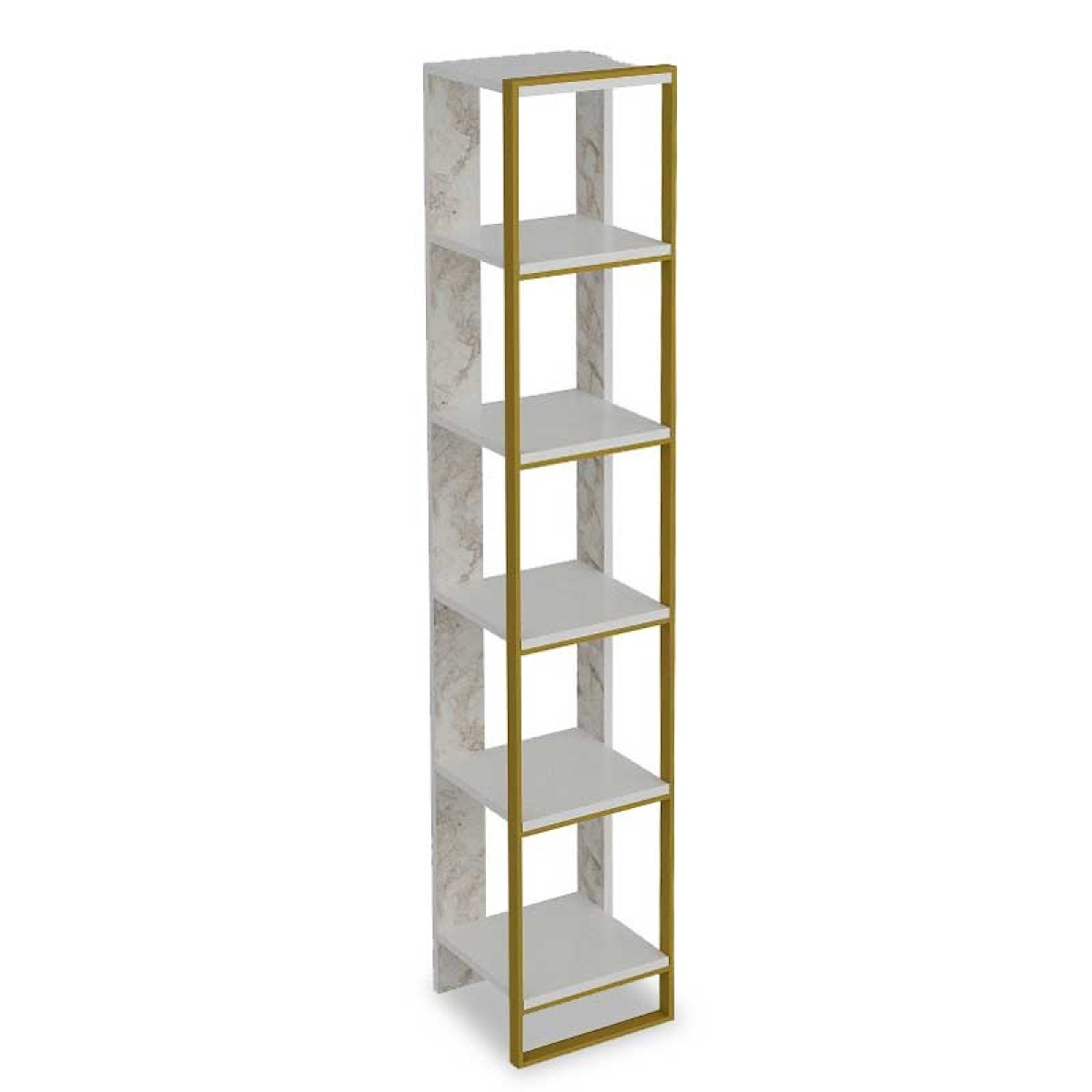 Βιβλιοθήκη Marble pakoworld χρώμα λευκό μαρμάρου-χρυσό 32x31,5x178,5εκ Βιβλιοθήκη Marble pakoworld χρώμα λευκό μαρμάρου-χρυσό 32x31,5x178,5εκ