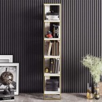 Βιβλιοθήκη Marble pakoworld χρώμα λευκό μαρμάρου-χρυσό 32x31,5x178,5εκ Βιβλιοθήκη Marble pakoworld χρώμα λευκό μαρμάρου-χρυσό 32x31,5x178,5εκ