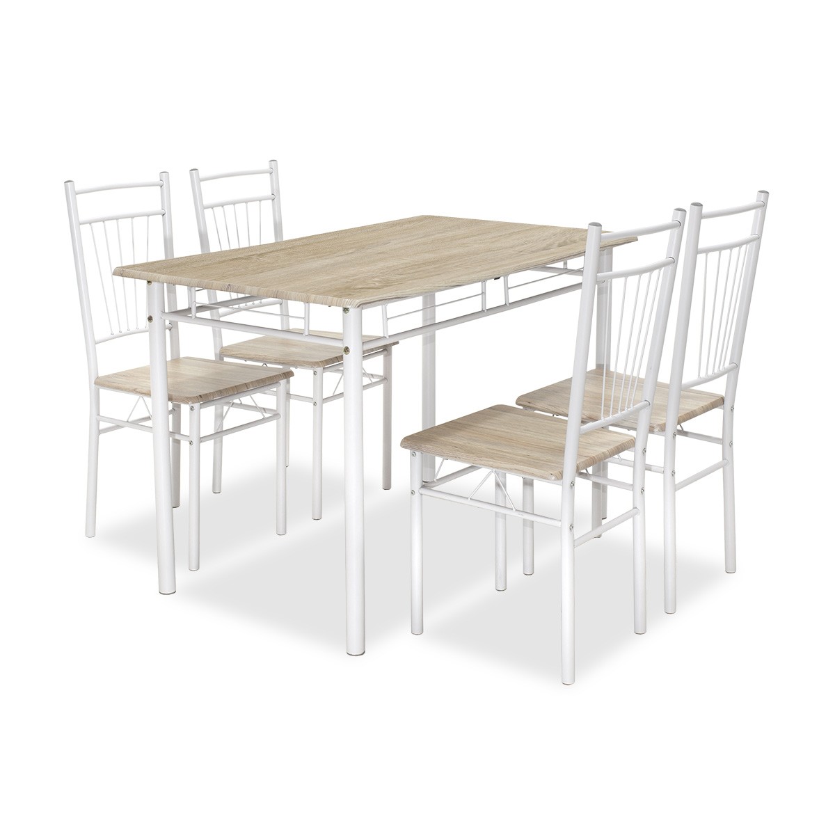 Τραπεζαρία Roza pakoworld σετ 5τμχ χρώμα sonoma - πόδια λευκό gloss 120x70x75εκ Τραπεζαρία Roza pakoworld σετ 5τμχ χρώμα sonoma - πόδια λευκό gloss 120x70x75εκ