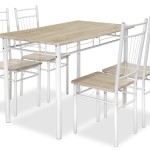 Τραπεζαρία Roza pakoworld σετ 5τμχ χρώμα sonoma - πόδια λευκό gloss 120x70x75εκ Τραπεζαρία Roza pakoworld σετ 5τμχ χρώμα sonoma - πόδια λευκό gloss 120x70x75εκ