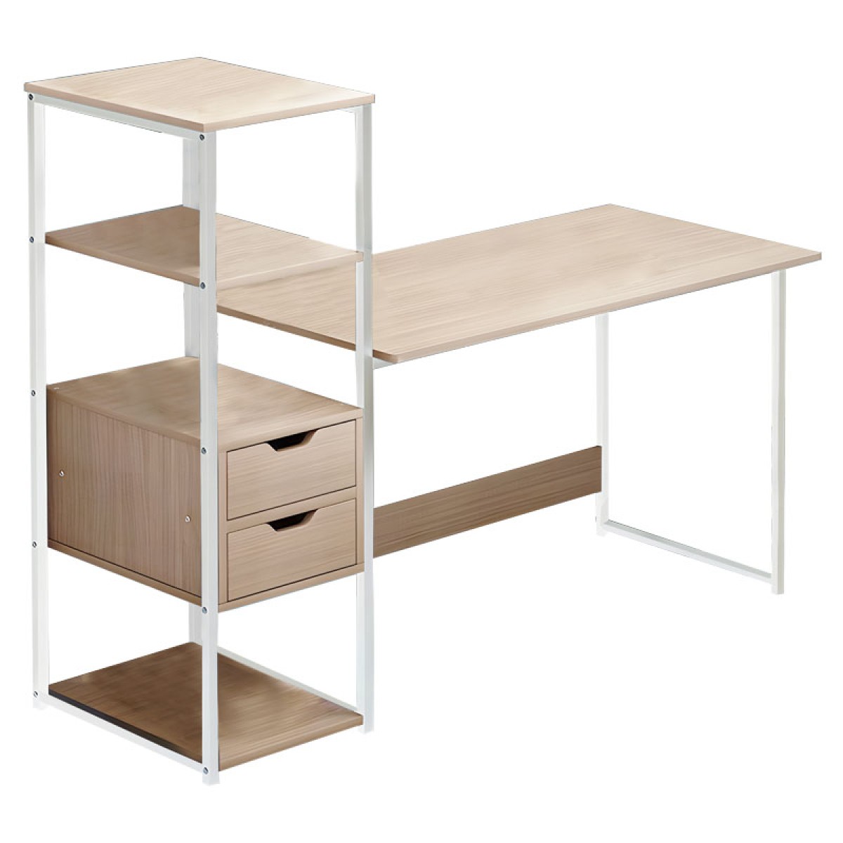 Γραφείο Zayn ΙΙ pakoworld με ραφιέρα-MDF φυσικό-λευκό 107x40x110εκ Γραφείο Zayn ΙΙ pakoworld με ραφιέρα-MDF φυσικό-λευκό 107x40x110εκ