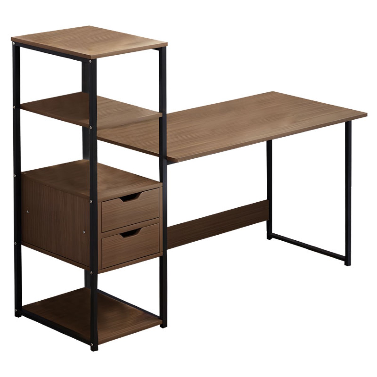 Γραφείο Zayn ΙΙ pakoworld με ραφιέρα-MDF καρυδί-μαύρο 107x40x110εκ Γραφείο Zayn ΙΙ pakoworld με ραφιέρα-MDF καρυδί-μαύρο 107x40x110εκ