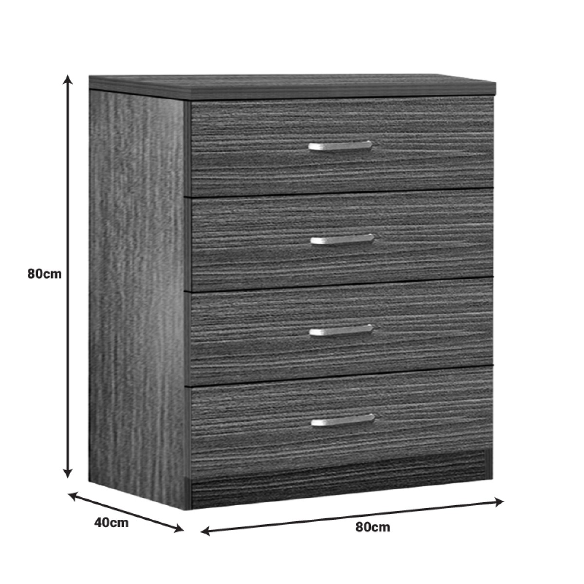 Συρταριέρα Killian pakoworld με 4 συρτάρια zebrano 80x40x80εκ Συρταριέρα Killian pakoworld με 4 συρτάρια zebrano 80x40x80εκ
