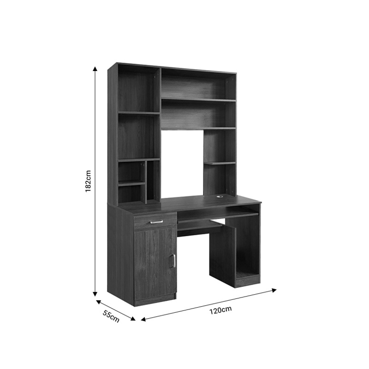 Γραφείο υπολογιστή με βιβλιοθήκη Novelty pakoworld γκρι-oak 120x55x182εκ Γραφείο υπολογιστή με βιβλιοθήκη Novelty pakoworld γκρι-oak 120x55x182εκ