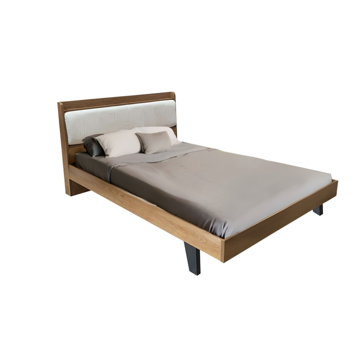 Κρεβάτι Frankly pakoworld oak-λευκό pu 150x200εκ Κρεβάτι Frankly pakoworld oak-λευκό pu 150x200εκ