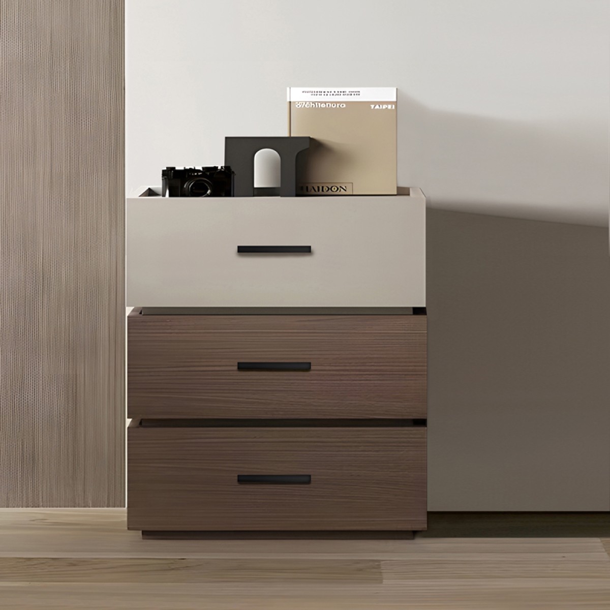 Κομοδίνο Sonlen pakoworld mdf σε καρυδί-μπεζ απόχρωση 60x40x66εκ Κομοδίνο Sonlen pakoworld mdf σε καρυδί-μπεζ απόχρωση 60x40x66εκ