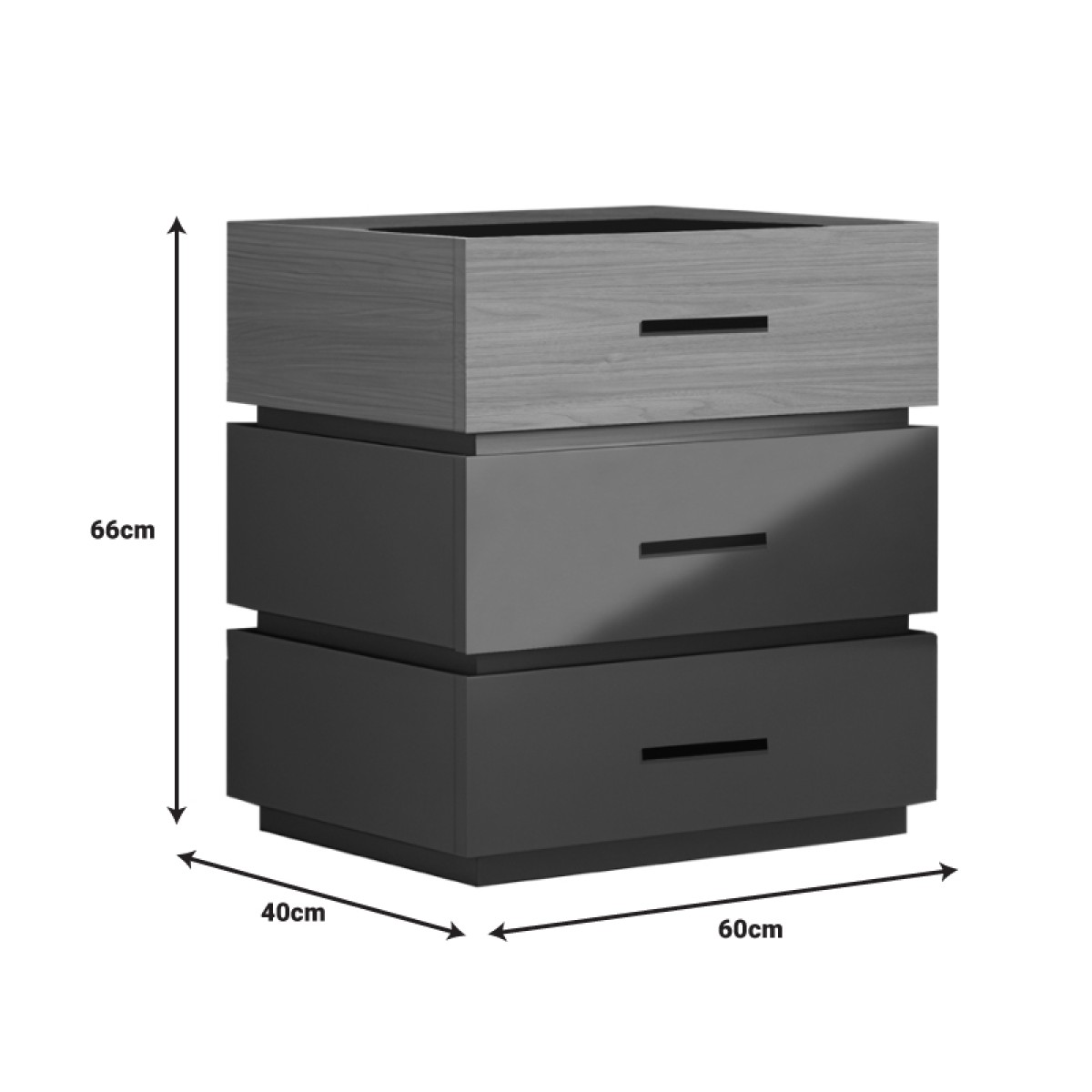 Κομοδίνο Sonlen pakoworld mdf σε sonoma-ανθρακί απόχρωση 60x40x66εκ Κομοδίνο Sonlen pakoworld mdf σε sonoma-ανθρακί απόχρωση 60x40x66εκ