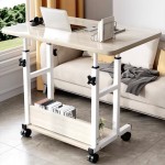 Γραφείο τροχήλατο Stolu pakoworld MDF-metal σε φυσικό-λευκό απόχρωση 60x40x68εκ Γραφείο τροχήλατο Stolu pakoworld MDF-metal σε φυσικό-λευκό απόχρωση 60x40x68εκ