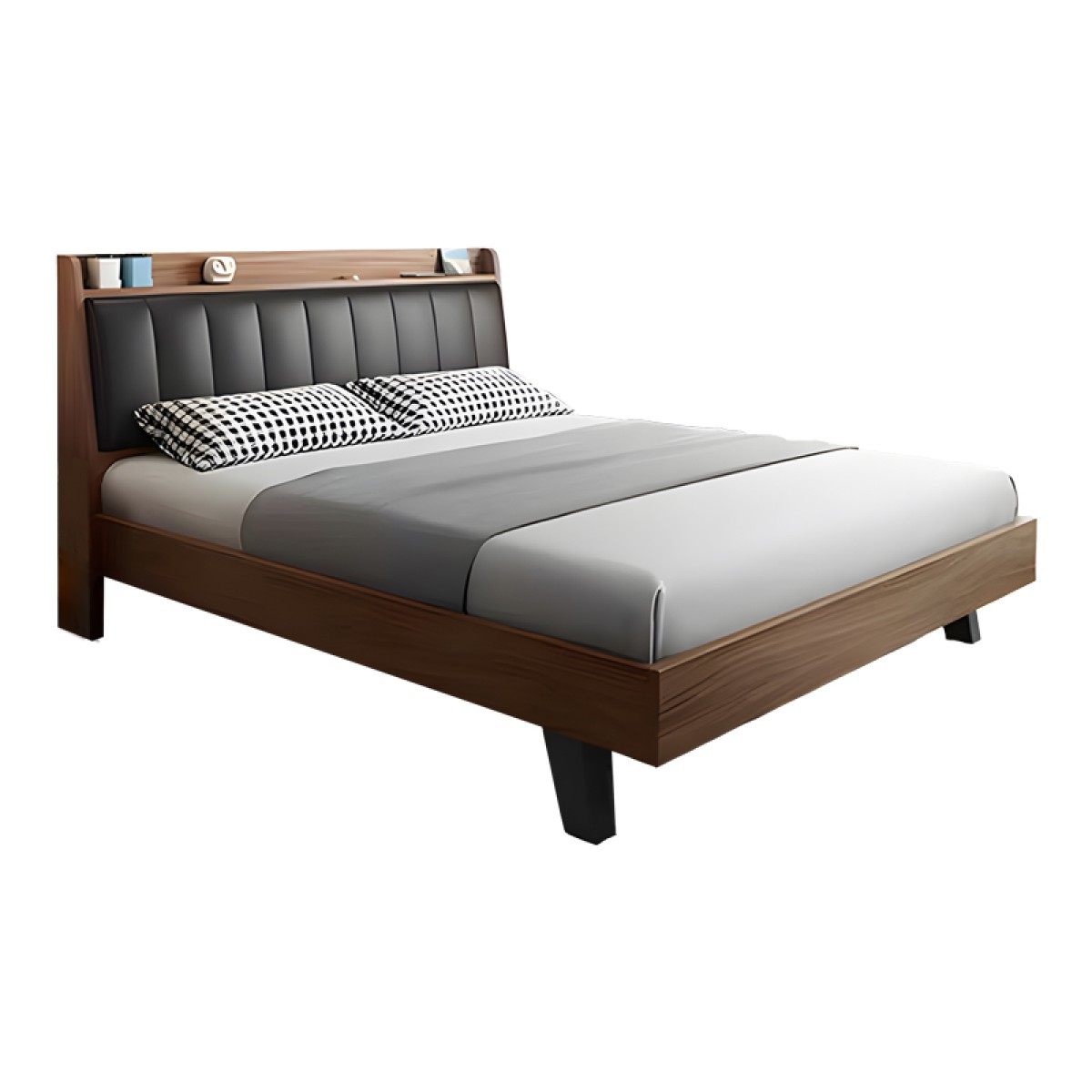 Κρεβάτι Frankly pakoworld mdf-pu σε καρυδί-μαύρο απόχρωση 150x200εκ Κρεβάτι Frankly pakoworld mdf-pu σε καρυδί-μαύρο απόχρωση 150x200εκ