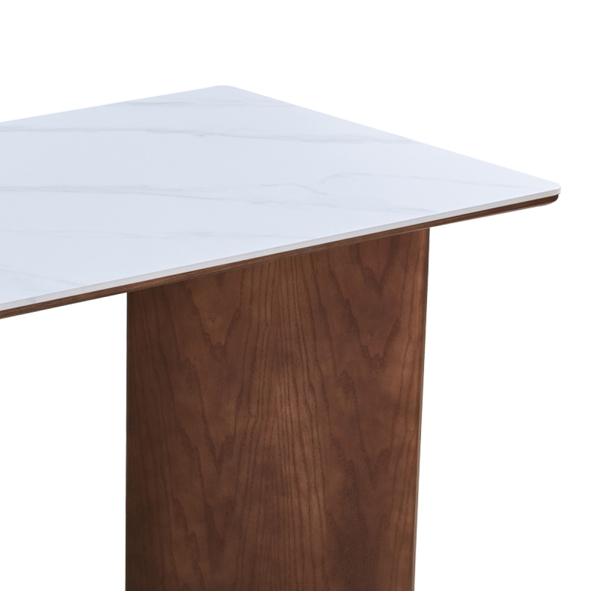 Τραπέζι Versy pakoworld sintered stone-mdf σε λευκό μαρμάρου με καρυδί βάση 160x90x75εκ