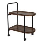 Βοηθητικό τραπέζι Whelea pakoworld τροχήλατο mdf-μέταλλο καρυδί-μαύρο 40x60x69εκ