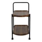 Βοηθητικό τραπέζι Whelea pakoworld τροχήλατο mdf-μέταλλο καρυδί-μαύρο 40x60x69εκ