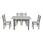 Τραπεζαρία Roza pakoworld σετ 5τμχ mdf sonoma με μεταλλικό μαύρο πόδι 120x65x75εκ