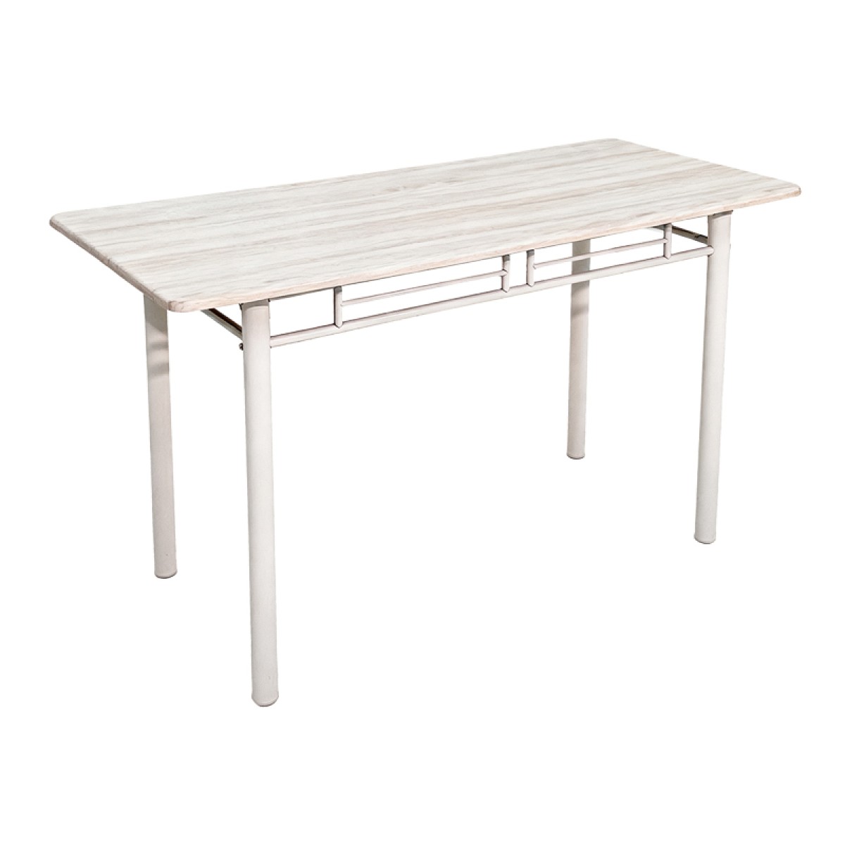 Τραπεζαρία Roza pakoworld σετ 5τμχ mdf sonoma με μεταλλικό λευκό πόδι 110x60x75εκ