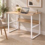 Γραφείο εργασίας Kela pakoworld mdf σε oak απόχρωση με λευκό μέταλλο 100x60x73εκ
