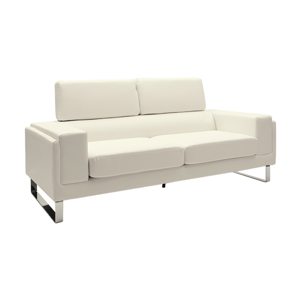 Καναπές Shea pakoworld 3θέσιος PU ivory-inox 198x80x87εκ Καναπές Shea pakoworld 3θέσιος PU ivory-inox 198x80x87εκ